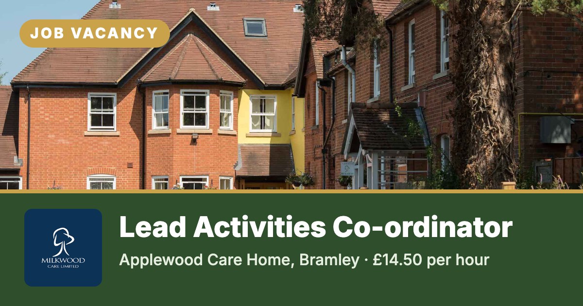 Job vacancy: Lead Activities Co-ordinator at Applewood Care Home, Bramley